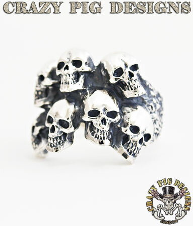 Silver - クレイジーピッグ 「正規販売認定店」 シルバー925 リング メンズ シルバーリング 指輪 / CRAZY PIG カタコンブスカル リング 【 正規品 指輪 メンズリング レディースリング おしゃれ かっこいい 人気 ブランド JAS刻印 プレゼント 誕生日 ギフト 】 老舗