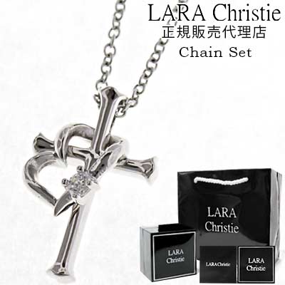 クロスのペンダント（レディース） 送料無料 ララクリスティー ネックレス メンズ レディース ペンダント LARA Christie シルバー925 / ラヴァーズ クロス ネックレス 40cm チェーン付 【ホワイト】【 十字架 ロザリオ シンプル おしゃれ 人気 アクセサリー プレゼント誕生日 ギフト 】 母の日