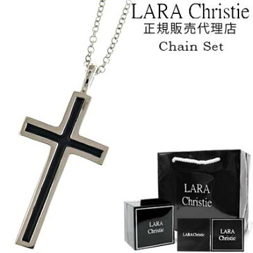 ララクリスティー ネックレス メンズ レディース ペンダント LARA Christie シルバー925 / レールクロス ネックレス 40cm 50cm チェーン付 【ブラック】【 クロス 十字架 シンプル おしゃれ 人気 ブランド ブルガリ香水別途販売 】【あす楽】