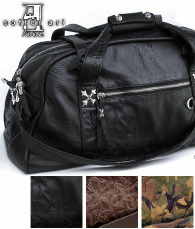 レザー ラージボストンバッグ 本革鞄 USA製 ブラック ブラウン / ソファーアリ Soffer Ari 【 トートバッグ メンズ レディース 牛革 高級大き...