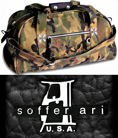 レザーラージボストンバッグ 本革鞄 USA製 カモフラージュ 迷彩柄 / ソファーアリ Soffer Ari 【 トートバッグ メンズ レディース 牛革 高級大...
