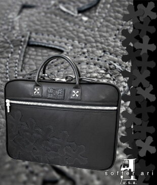 レザークラッチバッグ 本革鞄 USA製 ハンドバッグ ラップトップ レザーバッグ ブラック / ソファーアリ Soffer Ari 【 メンズ レディース 牛革 高級 パソコン ipad アメリカ製 おしゃれ 大人カジュアル ビジネス ブランド 人気 ロサンゼルス ブランド クリスマス 】