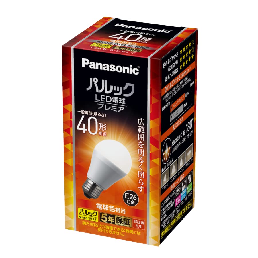 General Light Bulbs - パナソニック LED電球 プレミア E26口金 電球40形相当 電球色相当(4.4W) 一般電球広配光タイプ 密閉器具対応 LDA4LGSK4F