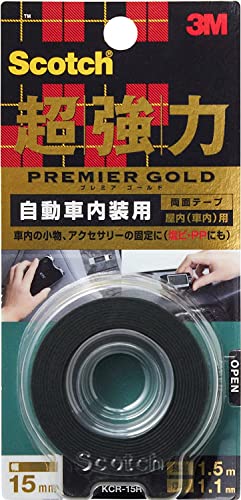 3M 両面テープ 超強力 自動車 内装用 幅15mm 長さ1.5m スコッチ KCR-15R 小巻 プレミアゴールド