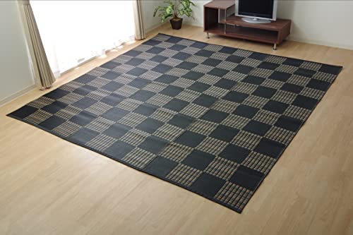 10帖用（352 cm×440 cm） - イケヒコ ラグ カーペット ウィード 江戸間8畳 約348×352cm ブラック 日本製 洗える #2116908