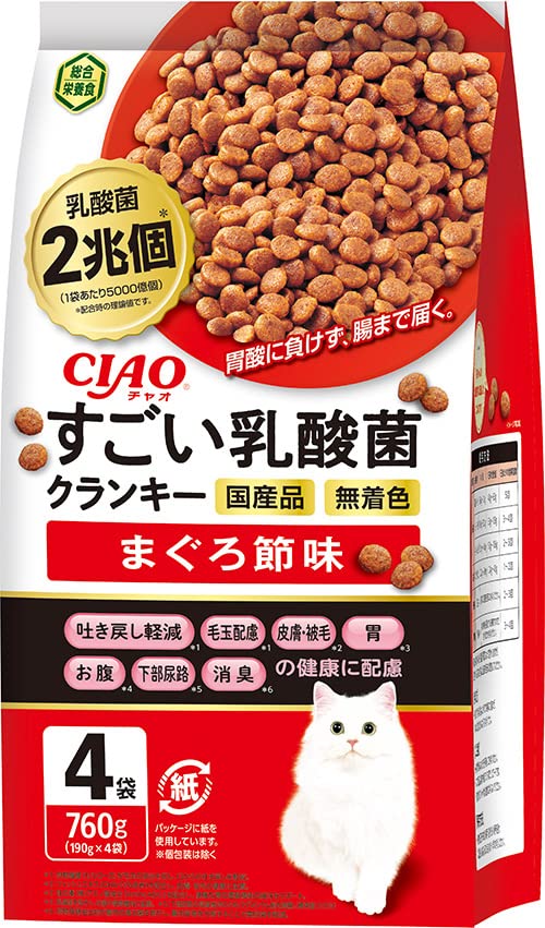 チャオ (CIAO) すごい乳酸菌クランキ― まぐろ節味 190g×4袋