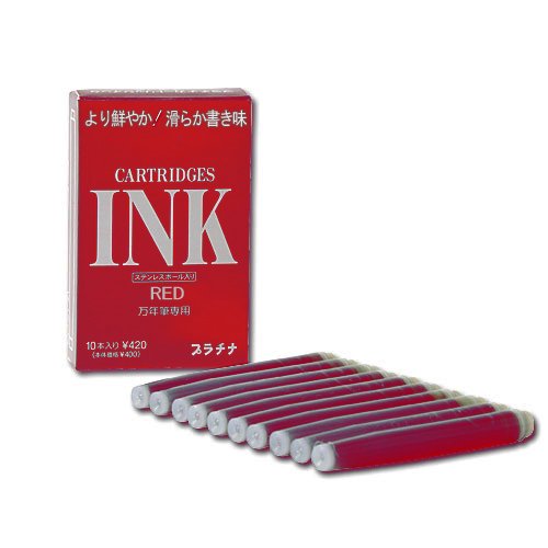 樂天商城 - プラチナ 万年筆用カートリッジインク SPSQ-400 レッド 10本入り 10個セット
