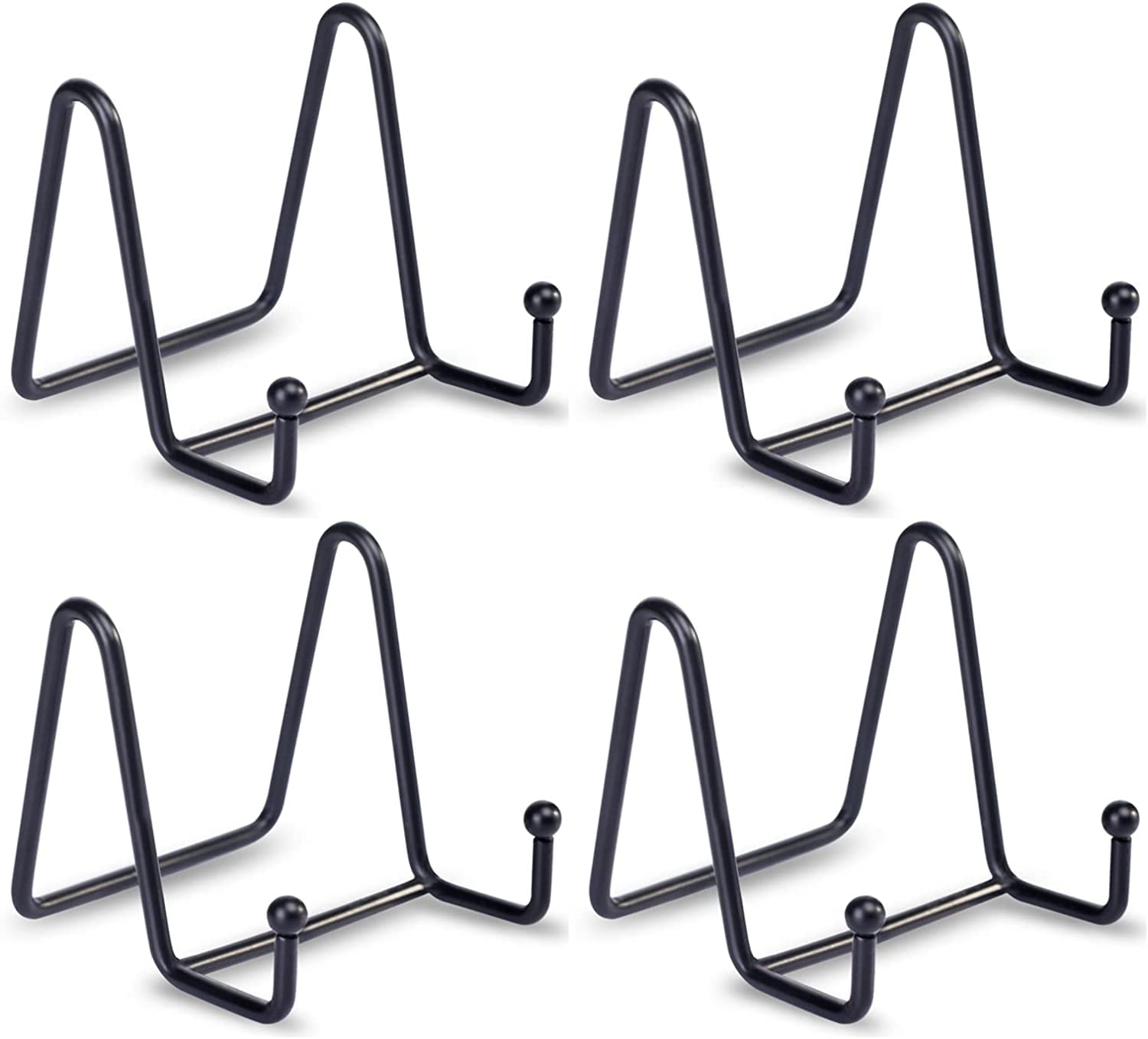 プレートスタンド アイアン 額立て 皿立 写真立て 本立て ブ，ブラック (4 個セット)