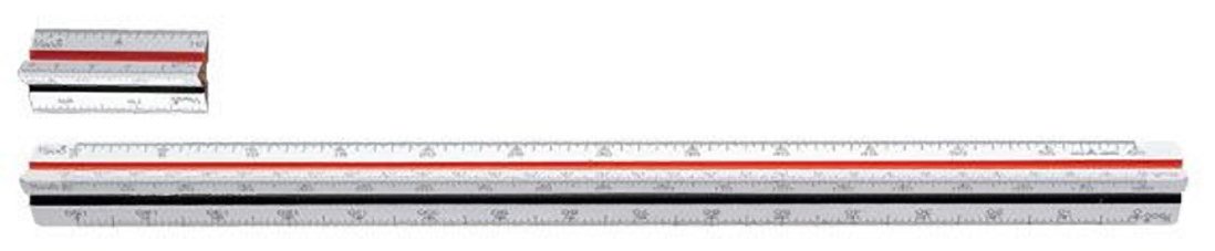 ウチダ 三角スケール プラスチック 30cm 副尺付 1-882-0009