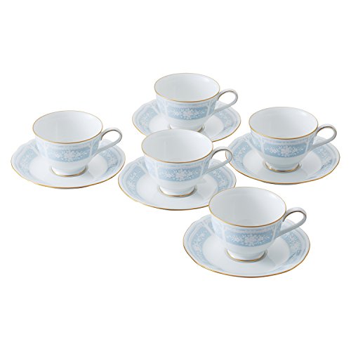 樂天商城 - Noritake ノリタケ カップ & ソーサー セット ( コーヒー ティー 兼用) 220cc レースウッドゴールド 5客 ブルー ファイン