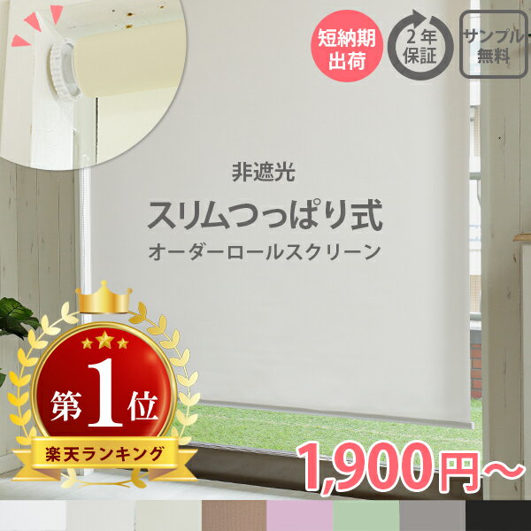 【2500円クーポン★6日まで】【つっぱりタイプ】つっぱり ロールスクリーン スリム ネジ不要 ロールカーテン 非遮光 採光 賃貸 オーダーロールスクリーン 部屋 めかくし 寝室 ＜ファスト つっぱ…