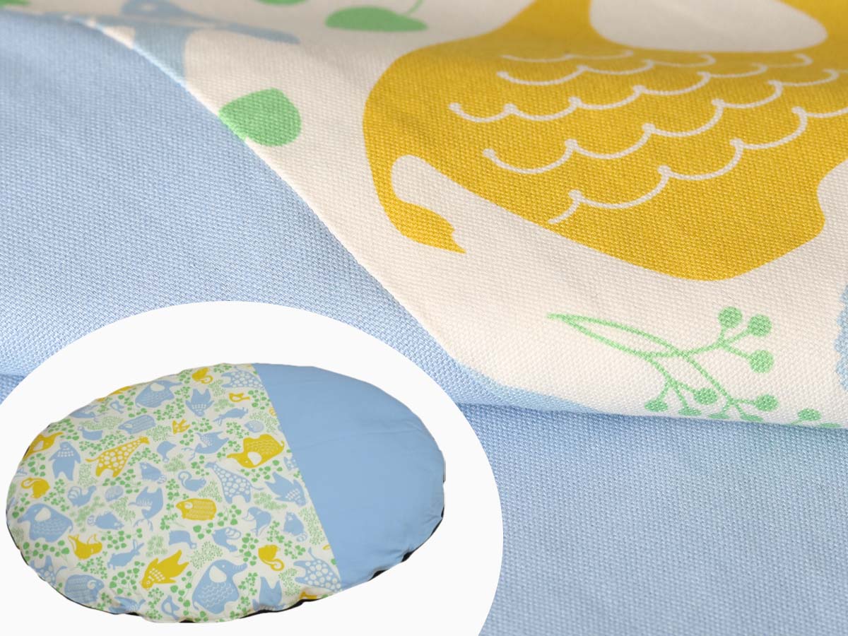 赤ちゃん マット 座布団 クッション ベビーマット カバー 洗える あかちゃん 出産祝い ふかふか たまご型 円形 日本製 乳児 プレゼント 通年 市松柄 和柄 かわいい べビー ベビーグッズ ＜【セット】赤ちゃんたまご布団 布団+カバー/約80x110cm＞ 2