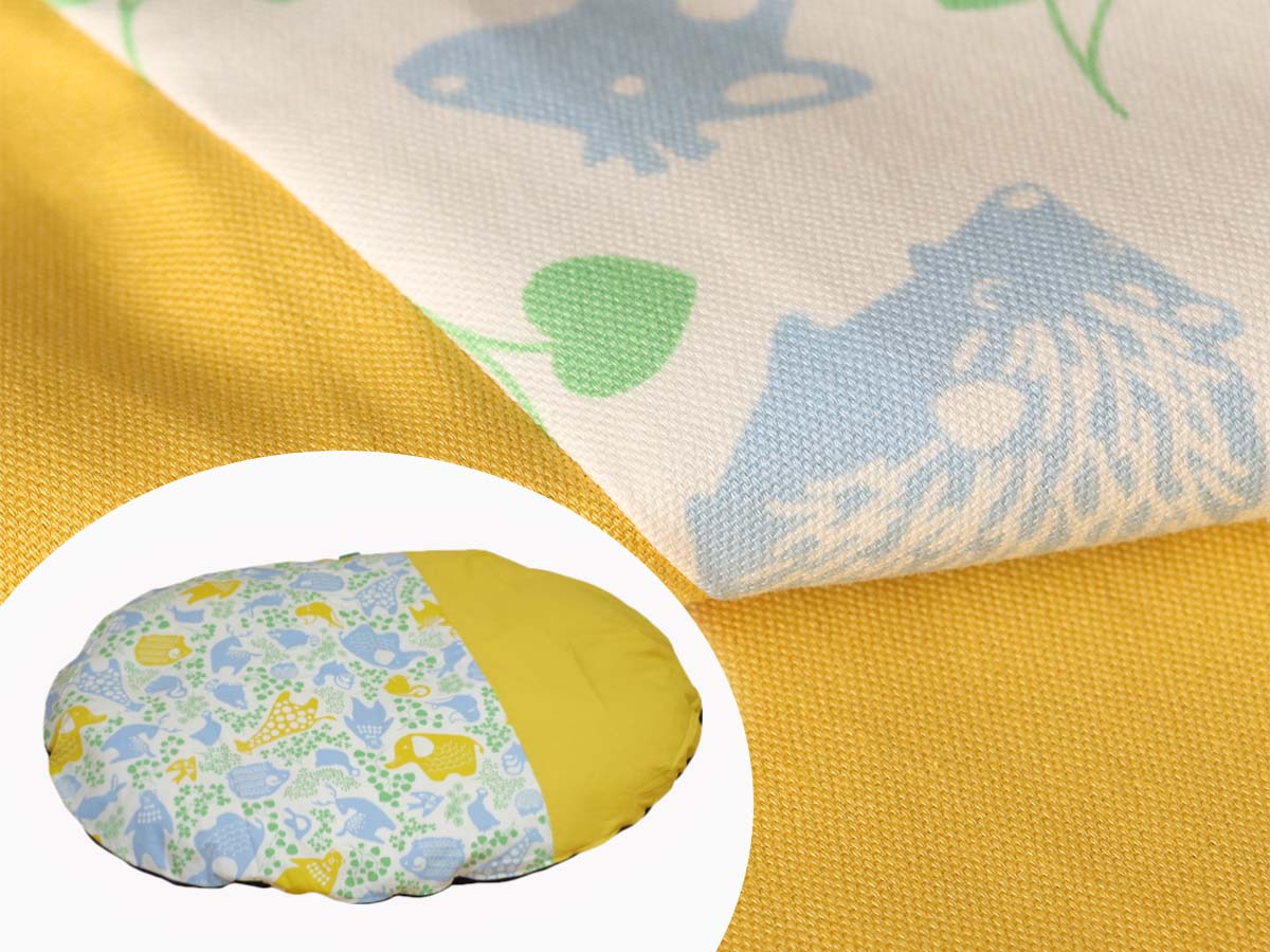 赤ちゃん マット 座布団 クッション ベビーマット カバー 洗える あかちゃん 出産祝い ふかふか たまご型 円形 日本製 乳児 プレゼント 通年 市松柄 和柄 かわいい べビー ベビーグッズ ＜【セット】赤ちゃんたまご布団 布団+カバー/約80x110cm＞ 3