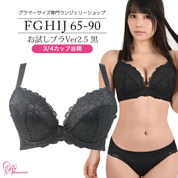 ブラジャー　大きいサイズ　お試しブラVer2.5黒　3/4カップ・谷間（SP-246） レディース 女性 インナー 下着 Fカップ Gカップ Hカップ Iカップ Jカップ（FGHIJカップ） アンダー 65 70 75 80 85 90