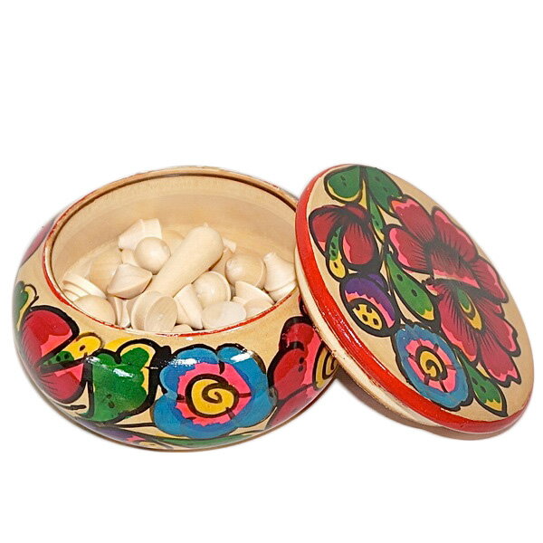 ロシアの新進アーティスト厳選作品！マイダン「小物入れ〜spillikins付」木製 ゲーム