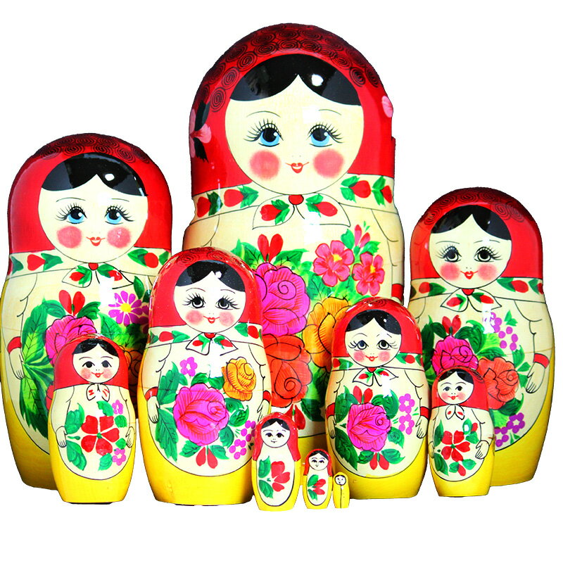 BIGロシヤーノチカ 10個組 赤頭巾伝統柄ロシア人形【マトリョーシカ】