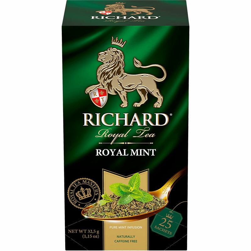 ロシア紅茶 Richard リチャード「ロイヤル・ミント」ハーブティー Royal Mintティーバッグ 32.5g (25枚)pure mint infusion in sachets, 32.5g x 25sachetsのサムネイル