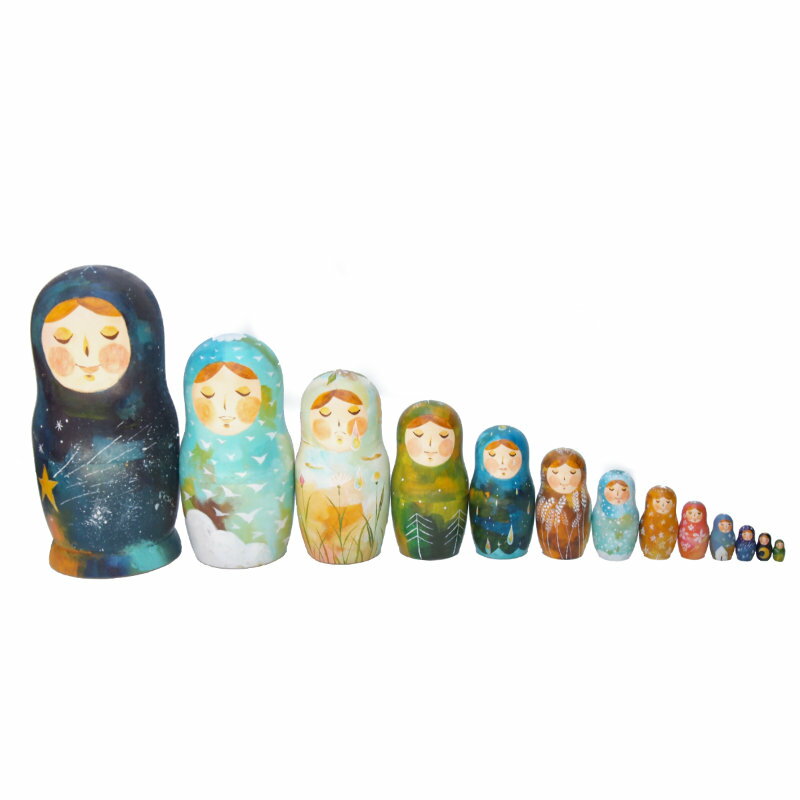 いちかわともこ「森羅万象」13個組 330mm童話のような、ロマンティックな魔法のマトリョーシカマト作家..