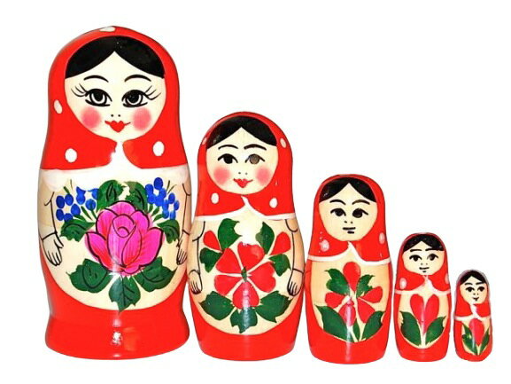カラフルロシヤーノチカ 5個組・レッド11センチ5個組【マトリョーシカ】