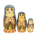 RUINOK2オリジナル!! マトリョーシカ日本とロシア友好の地「戸田」に伝わる妖怪『神池姫』〜カミイケヒメ〜 木目タイプ 3個組 11cm