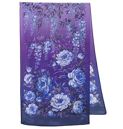 Pavlovo Posad シルクプラトークno.10039「Garden of Eden」（райский сад、天国の庭園）サイズ：43cm×150cm再入荷不可