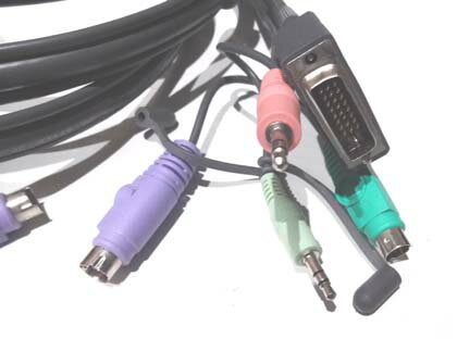 CPU切替機 ケーブル DVI・PS/2 キーボード・マウス・スピーカー 約1.5mm　【中古】