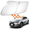 レクサス Lexus UX ZA10 200 250H SUV 専用 車 フロントガラス用 サンシェード 6層構造 遮光 フロントシェード 遮光率99 UVカット紫外線対策 日除け 日よけ 折り畳み式 ワンタッチ カーテン コンパクト収納 車種専用 車中泊 収納袋付 RUIYA