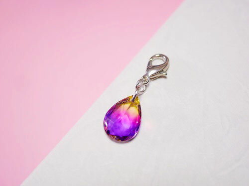 【16】イエロー×パープル マスクジュエリー シルバーチャーム マスクチャーム マスク アクセサリー チャーム パーツ マスクイヤリング マスクピアス スワロフスキー ストーン レディース かわいい おしゃれ キラキラ