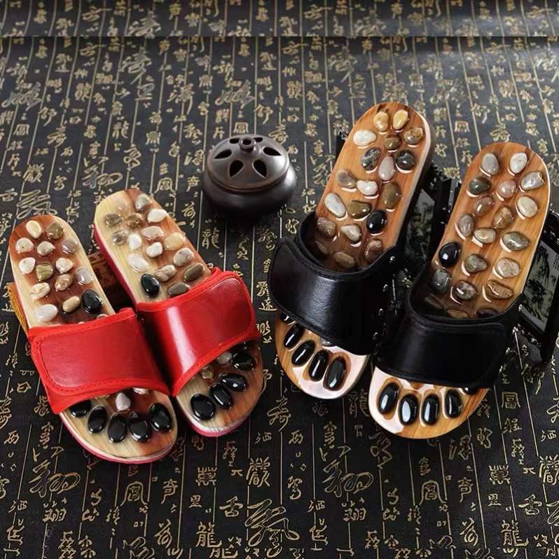天然石サンダル スリッパ 足つぼマッサージ 天然石 スリッパ 指圧 足つぼ マッサージ スリッパ 健康 サンダル レザー天然石 サンダル 健康スリッパ イボイボ...