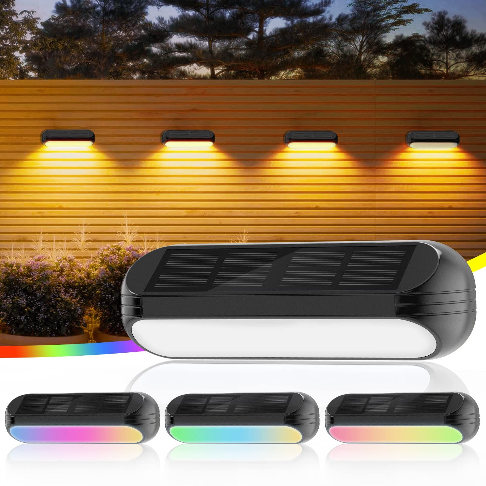 ソーラーガーデンライト屋外 パスライト RGB&暖色LED IP65防水 装飾ライト4個セット 庭/階段/通路/バックヤード/玄関等に適用