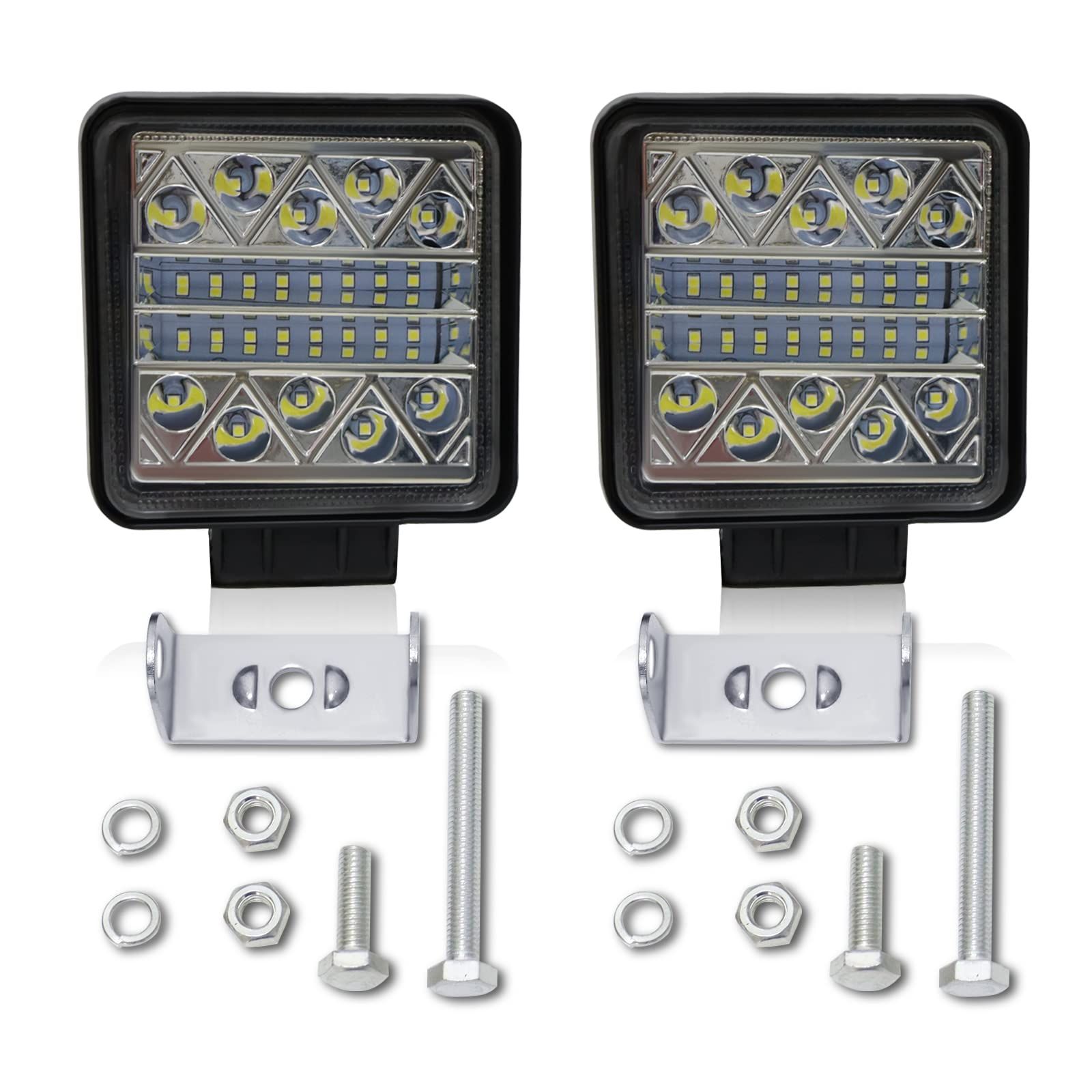 ワークライト LEDライト 作業灯 led 102W作業灯 デッキライト 6000k IP67 2個セット 10-30V兼用 耐震 防水 防塵 アルミ合金 頑丈 LED投光器 四角丸形 省エネ (四角形)のサムネイル