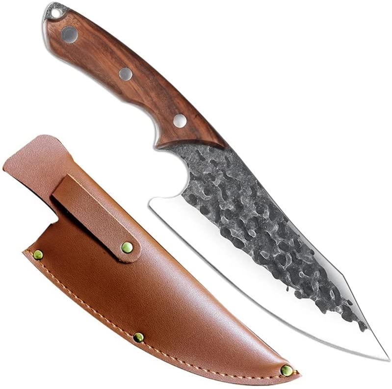 【翌日配送】 即納 ボーニングナイフ バトニング ナイフ 肉切り包丁 筋切り 骨スキ 刃渡り170mm 槌目 ステンレス 鋼 アウトドアナイフ フルタング 送料無料 ダマスカス 父の日ギフト クリスマス お歳暮のサムネイル