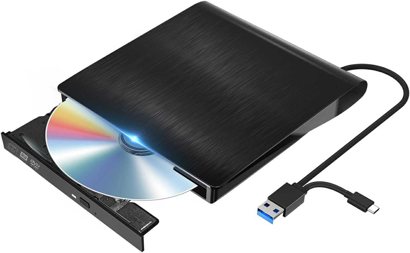 【業界新開発】CD/DVDドライブ 外付け USB3.0/Type Cポート付き CD/DVD 読み込み 書き込み 外付け 録画込み対応 ポータブルドライブ CD/DVD-Rプレイヤー CD/DVD-Rドライブ 薄型 ポータブル 静音 高速書き込み 焼損防止