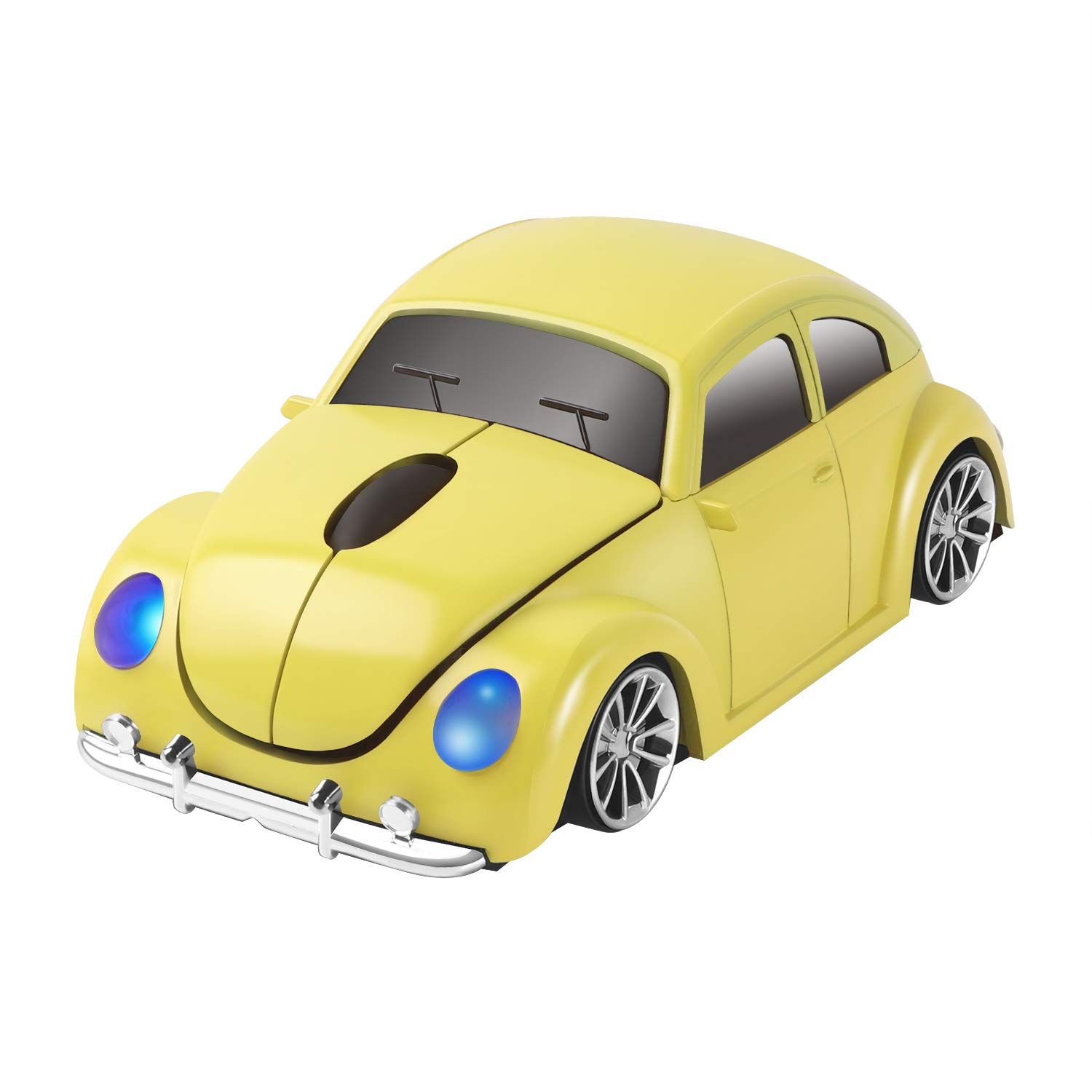 2.4GHzワイヤレスマウス 車の形状 無線マウス 電池式 USB光学式 Mサイズ 軽量 コードレス スポーツカー型マウス 子供用 PC/ノートパソコン/コンピューター/Macbookに対応 車型マウス (黄)