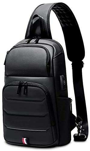 ボディバッグ メンズ 大容量 防水 USBポート付 背面ポケット (B5サイズ iPad収納可 ビジネス 斜め掛け ショルダーバッグ 大きめ 鞄 かばん)