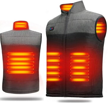 電熱ベスト 電熱ジャケット Vest サイズ調整可能 USB加熱 バッテリー給電 3段階温度調整 5つヒーター 男女兼用 水洗い可能 アウトドア防寒対策 加熱服 ブラック