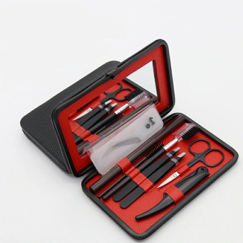 眉毛ハサミ セット 眉毛 メンズ 眉毛切りハサミ 13点セット 眉毛の型 眉毛はさみ メイク くし付き ケー..