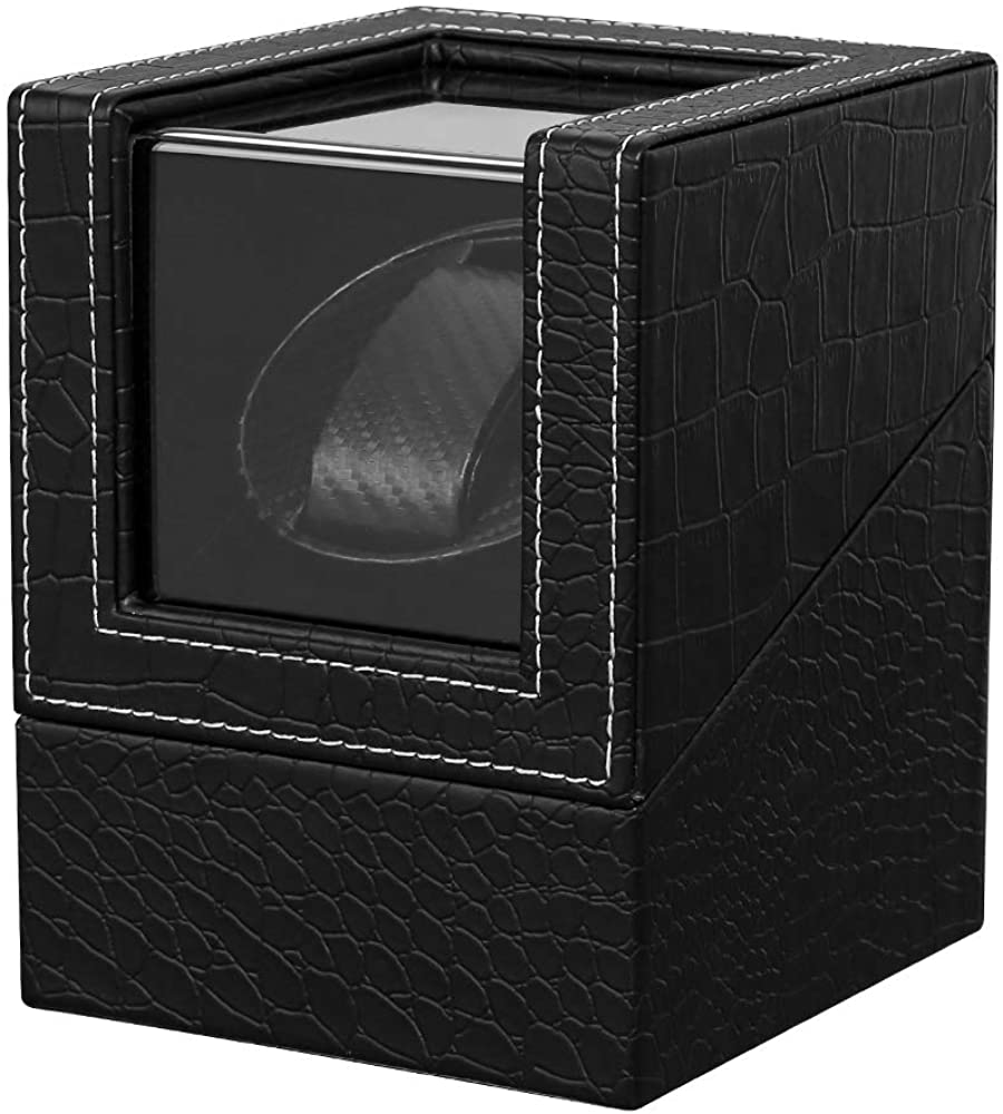 【限定クーポンで300円】ワインディングマシーン(1本巻き) ウォッチワインダー 自動巻き時計ワインディングマシーン マブチモーター 腕時計 ケース 超静音設計 新型の腕時計自動巻き上げ機、高級PU皮質、男女の腕時計は全部使えます