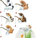 水槽 オブジェ 釣り猫 置物 【5匹】 猫フィギュア 動物フィギュア かわいい猫 アクアリウム 水槽 装飾 水槽造景 レジャー猫 水族館の装飾 雰囲気作り 樹脂...