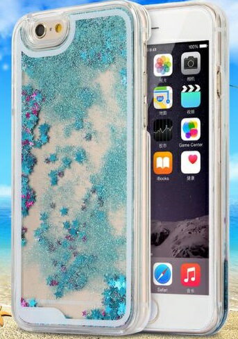 iPhone6 6s 携帯ケース カバー 流星 アクア ラメ キラキラかわいい おしゃれ 人気