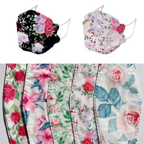 3D　譜面布　柄　マスク　大人用　5枚セット　E　プリント　使い捨て