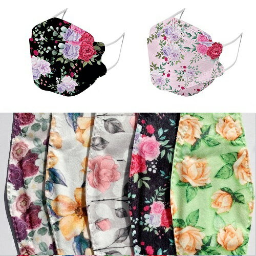 3D　譜面布　柄　マスク　大人用　5枚セット　F　プリント　使い捨て