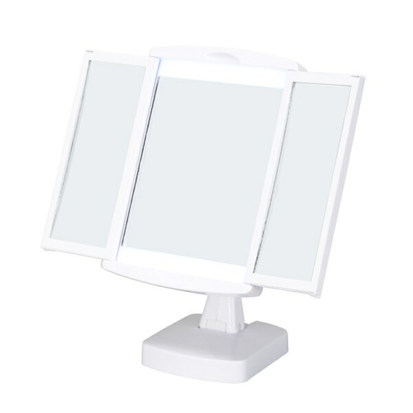 キレイミラー ホワイト 鏡 三面鏡 卓上 LED ライト メイク スタンド NK-2710WH