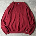 90s RUSSELL 無地 前V スウェット トレーナー XL / 90年代 オールド ラッセル 裏起毛 エンジ スエット 【中古】 古着 アメリカ古着 US...