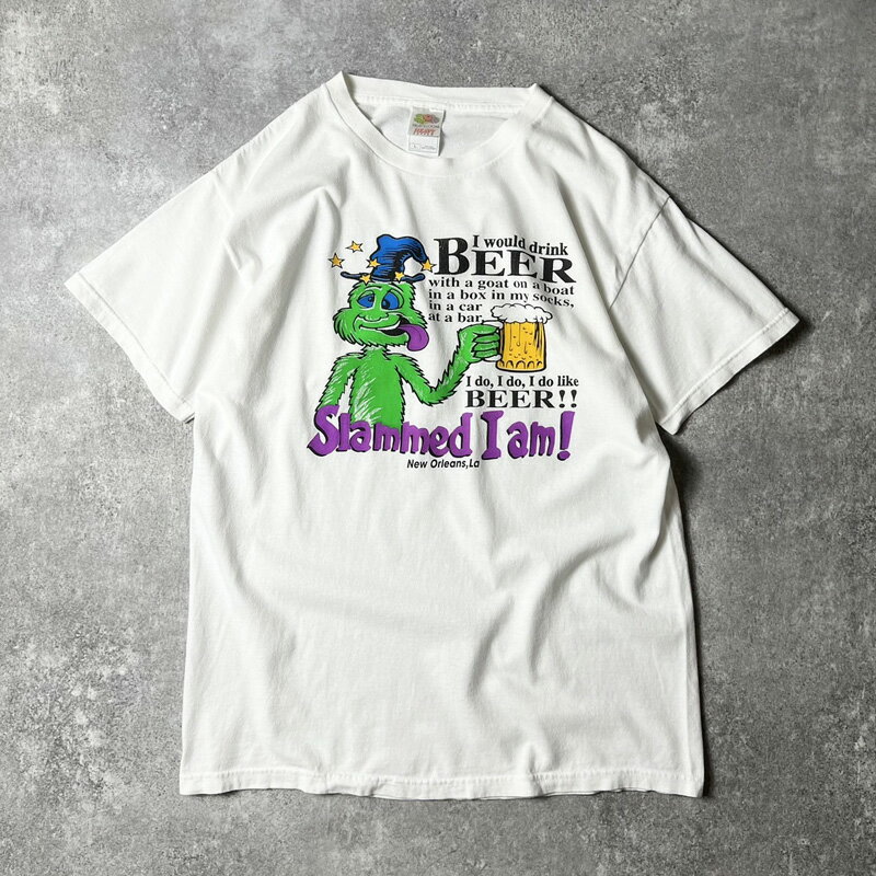 Rakuten - 00s ビール キャラクター プリント 半袖 Tシャツ L / 00年代 オールド キャラ モンスター 白 ホワイト 【中古】 古着 アメリカ古着 USED ユーズド 中古 VINTAGE US古着 アメカジ