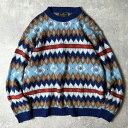 70s PURITAN フェアアイル 総柄 アクリル ニット セーター XL / 70年代 ピューリタン ビンテージ マルチカラー ノルディック 【中古】 古着...