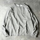 00s NIKE ワンポイント スモール スウォッシュ ロゴ刺繍 スウェット トレーナー / 00年代 ナイキ オールド 霜降り グレー スウッシュ 無地 【中...