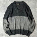 60s UNKNOWN 2トーン 切替 30% モヘア アクリル Vネック ニット セーター / 60年代 ビンテージ モヘヤ モノトーン 【中古】 古着 アメ...