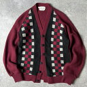 60s GLORAY KNITTING MILLS スエード 切替 ウール ニット カーディガン S / 60年代 ビンテージ セーター マルチカラー 【中古】...