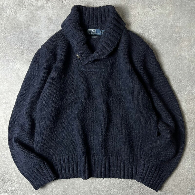 90s POLO RALPH LAUREN ショールカラー ウール アルパカ ニット セーター L / 90年代 オールド ポロ ラルフローレン 【中古】 古着 アメリカ古着 USED ユーズド 中古 VINTAGE US古着 アメカジ